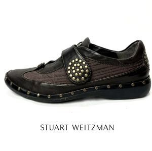 Stuart Weitzman Leather Studded Slip-On Sneakers Women's Size 9.5